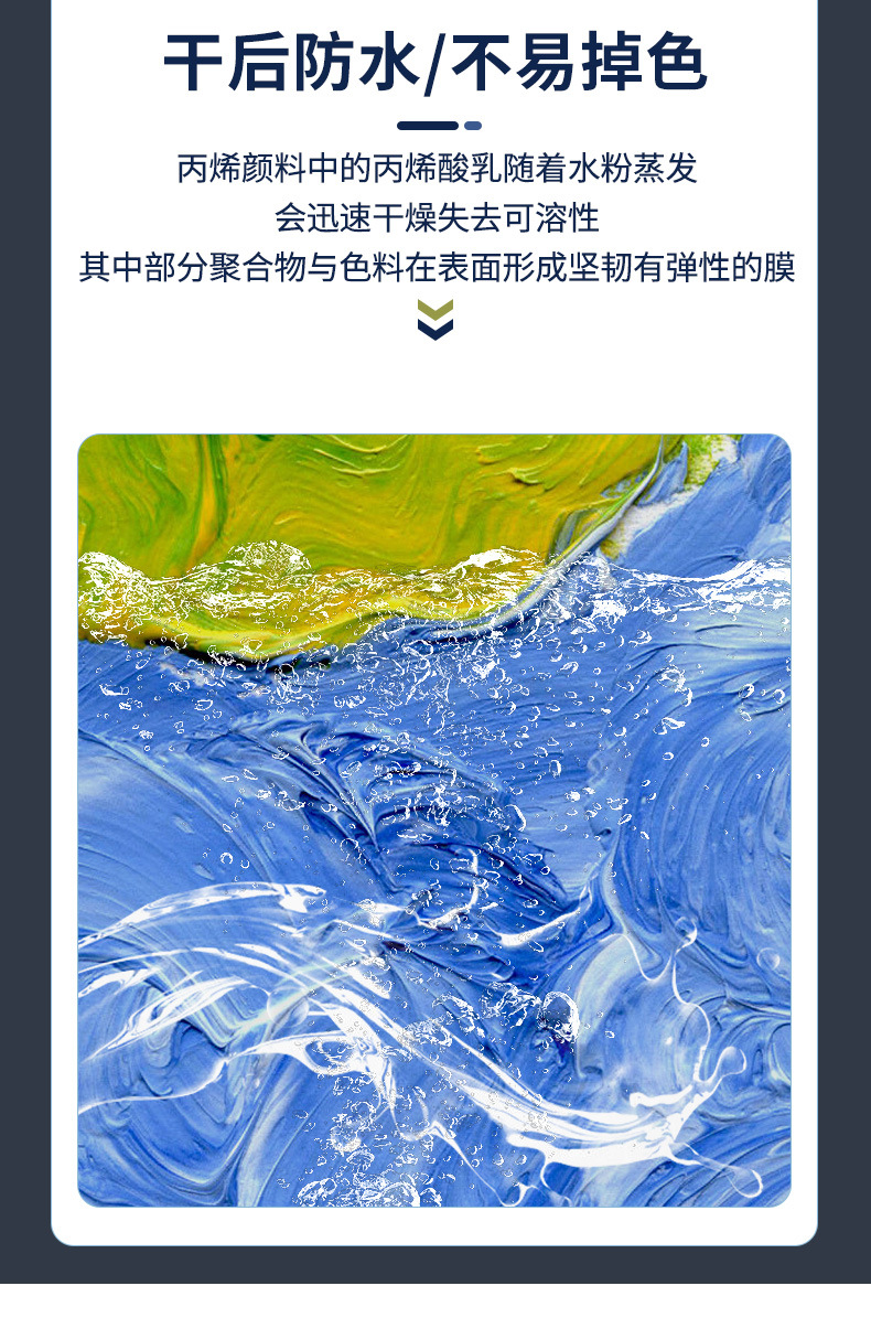 跨境 12色颜料套装6ml 丙烯水粉水彩玻璃纺织纤维彩绘画涂鸦颜料详情7