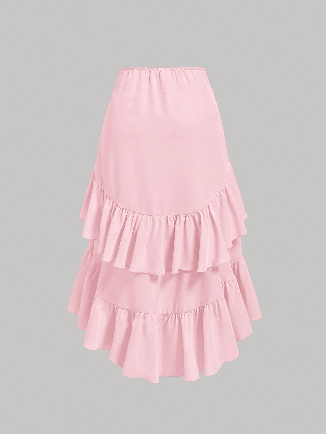 The 2026 summer new style elegant high-waisted, slimming, ruffled hem solid color skirt is in stock pic 27