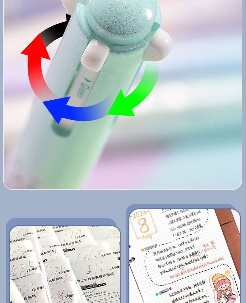 The WYH23219 multi-color gel pen, ST water pen and student carbon pen of Weiya Hui Shan offer smooth writing pic 5