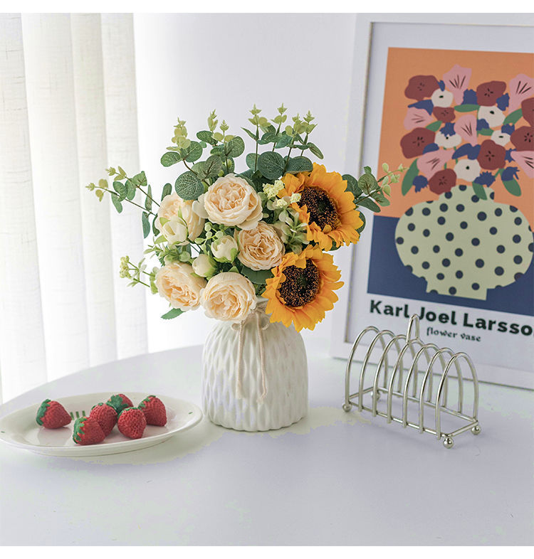 向日葵假花花摆设客厅餐桌面花艺装饰摆件卧室干花束绢花详情9