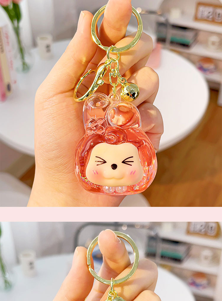 新款美乐蒂圣诞装饰球入油流沙钥匙扣迷你小挂件流沙直播摆件盲袋详情9