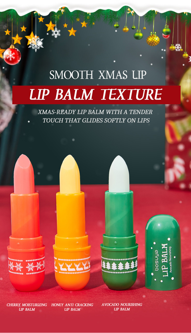 【 Cross-border Exclusive 】bosuya Christmas Lip Balm Set: Exfoliating, Reducing Lip Lines, Hydrating and Moisturizing Lip Balm pic 12