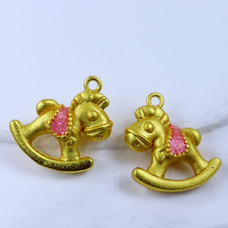 保金色摇摇木马吊坠diy手工摇摇马挂件编绳手链项链精美配饰详情5