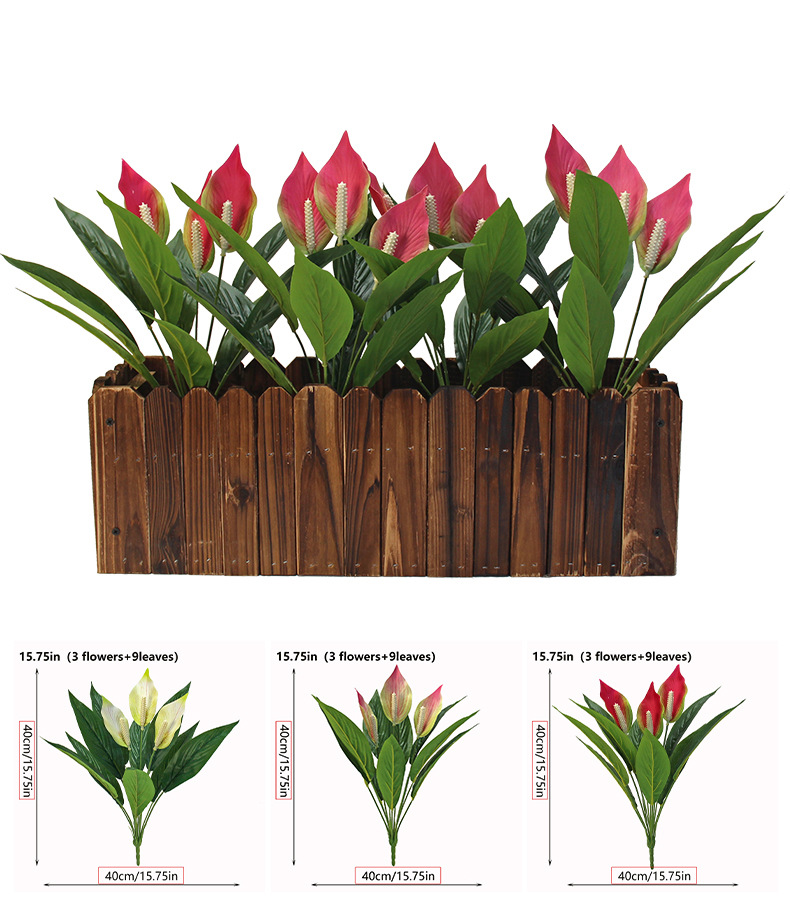 Artificial flowers: outdoor white anthurium, garden decoration, restaurant partition flowers, indoor red anthurium, indoor plastic anthurium, artificial plants pic 2