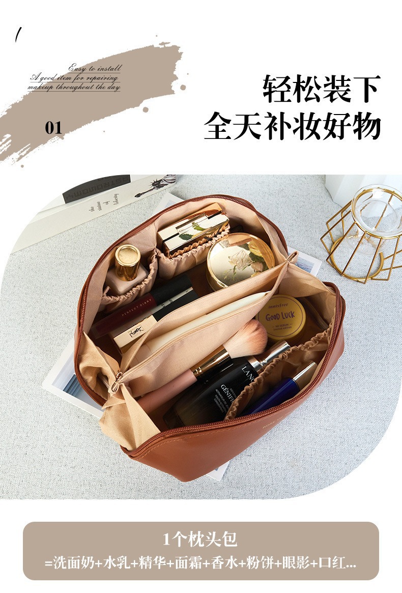 Light luxury style velvet makeup bag, storage bag, fabric toiletries and makeup bag pic 3