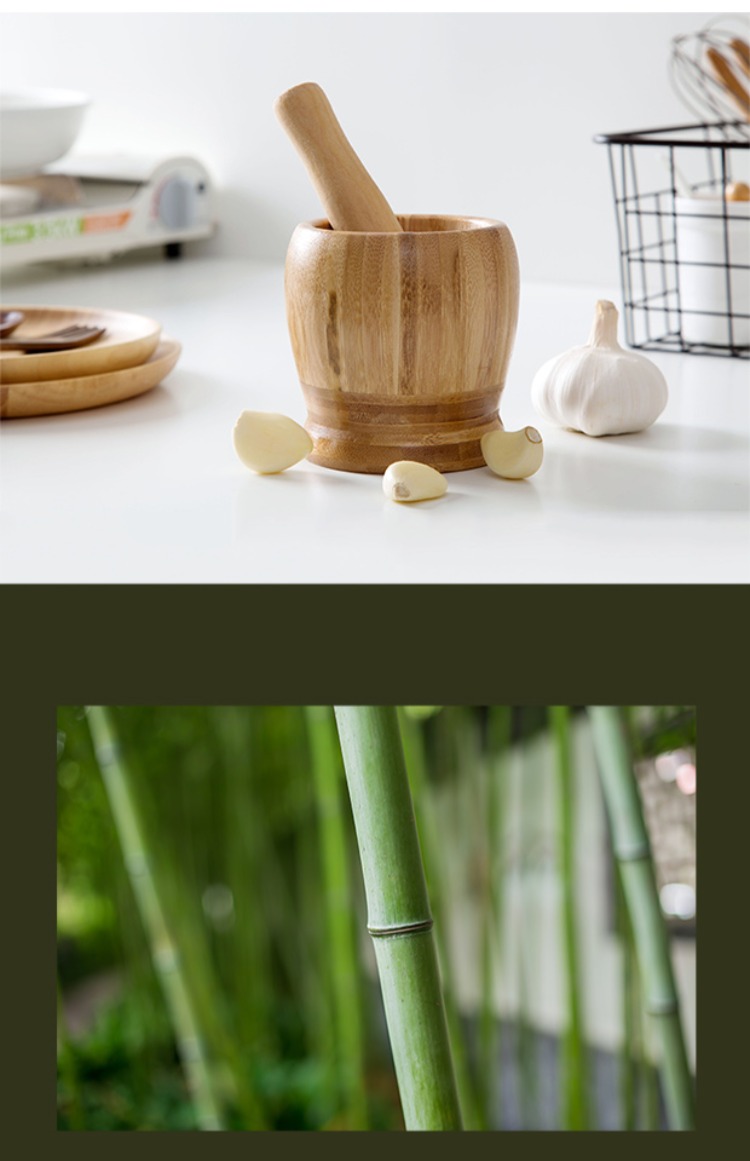 1F13 bamboo garlic mashing jar, kitchen garlic mashing machine, mortar, household small tools, garlic press, large ginger mashing machine, garlic puree machine pic 5