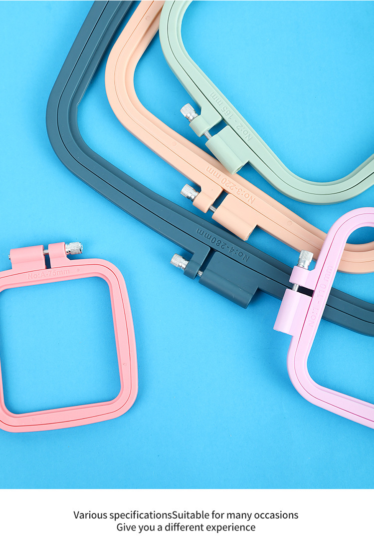 Embroidery machine accessories: Middle adjustable flower stand, round embroidery frame, embroidery stretch, candy-colored ABS plastic square embroidery ring pic 32