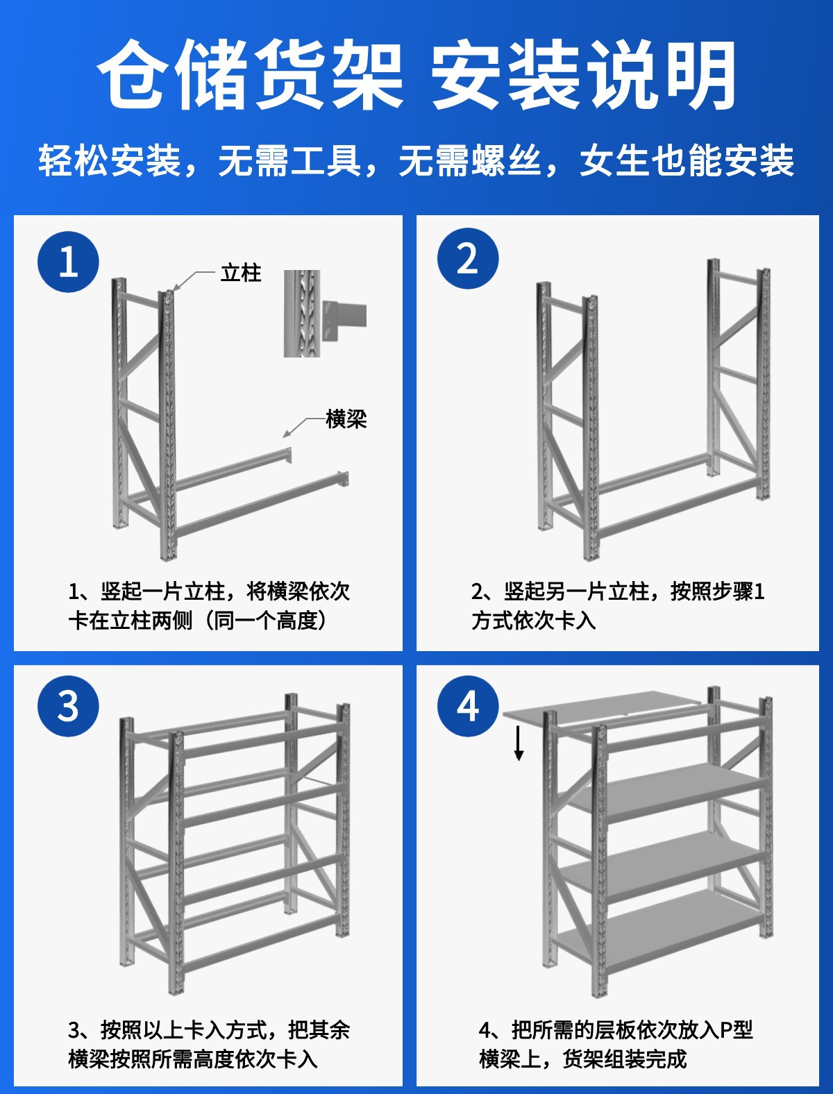 工厂仓储服装展示架批发家用置物架库房多层重型货物铁架仓库货架详情32