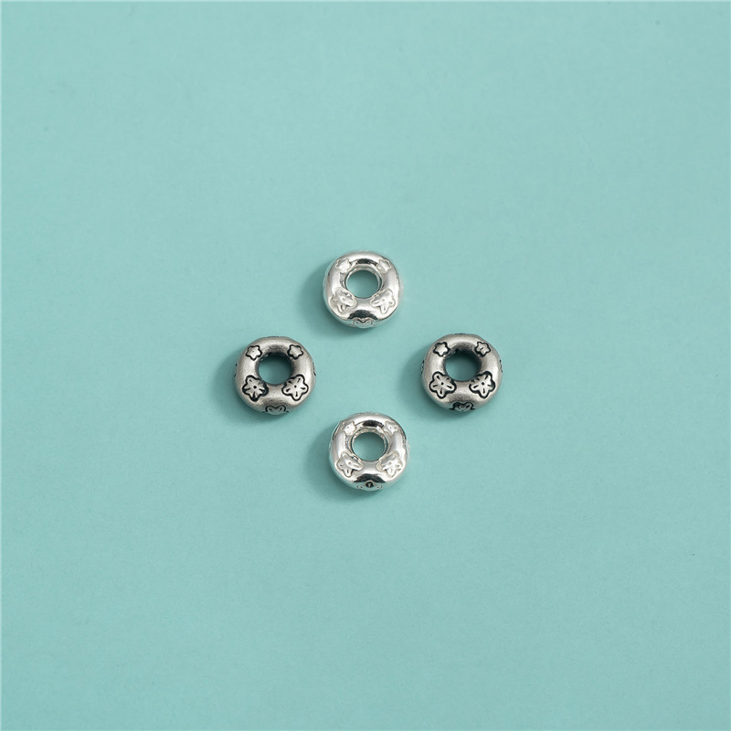 S925 sterling silver small flower spacer, spacer, scattered beads, circular DIY hand-woven rope pearl bracelet, closed loop accessory pic 3