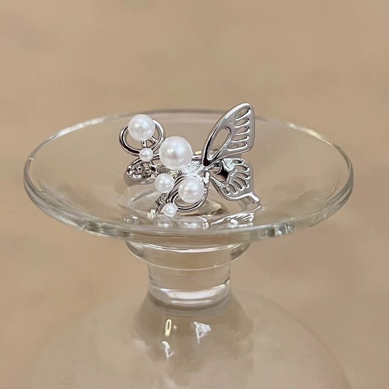 2025甜美蝴蝶戒指女温柔优雅气质珍珠开口指环时尚叠戴ins小众详情10