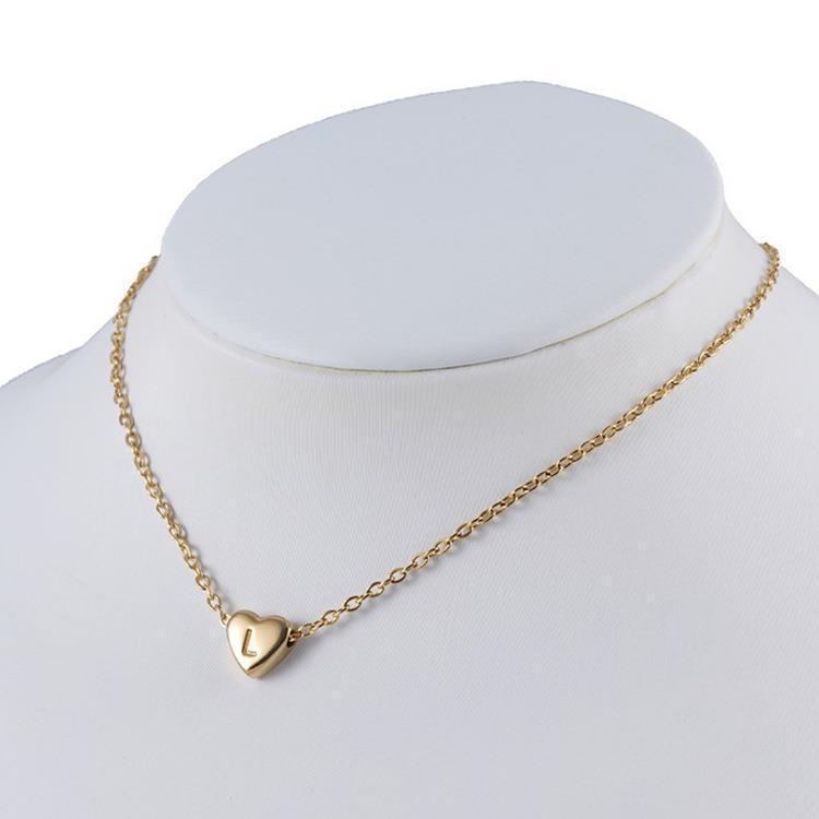 18K金不锈钢26个英文字母桃心形吊坠项链欧美新款项链男女通用详情21