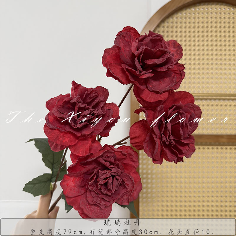 4 pieces of glazed peonies, dry-roasted peonies and paeonias, artificial flowers for wedding arrangements and home living room decoration pic 11