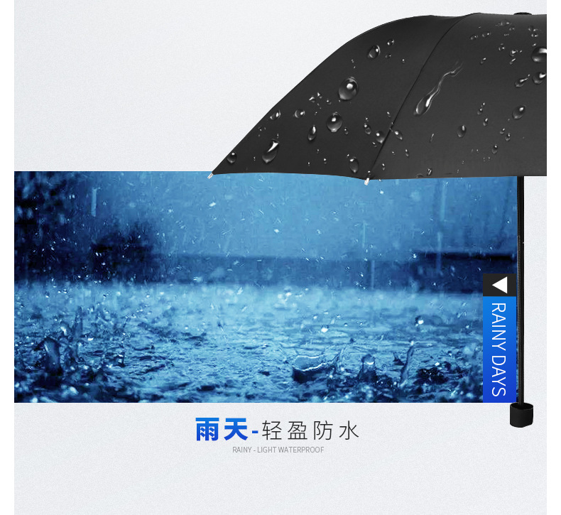 8骨手开纯色3折伞定制雨伞折叠男女商务反向伞定加印logo广告雨伞详情15