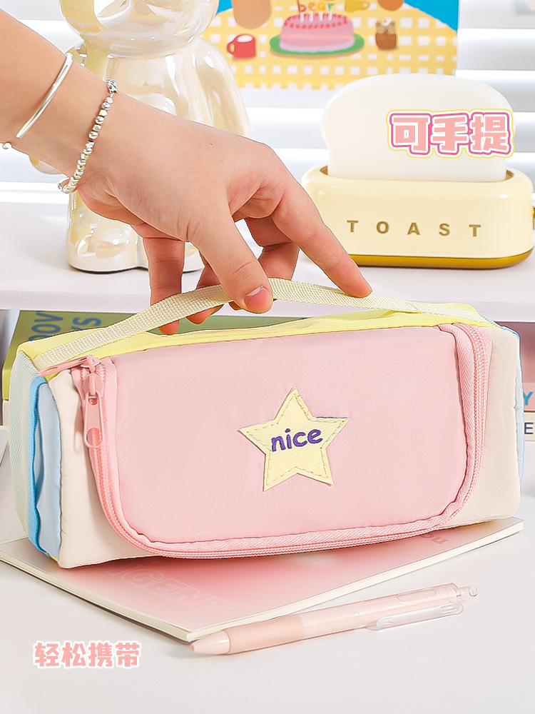 2025新款四方星星笔袋手提多功能文具袋高颜值小众多层文具铅笔盒详情5