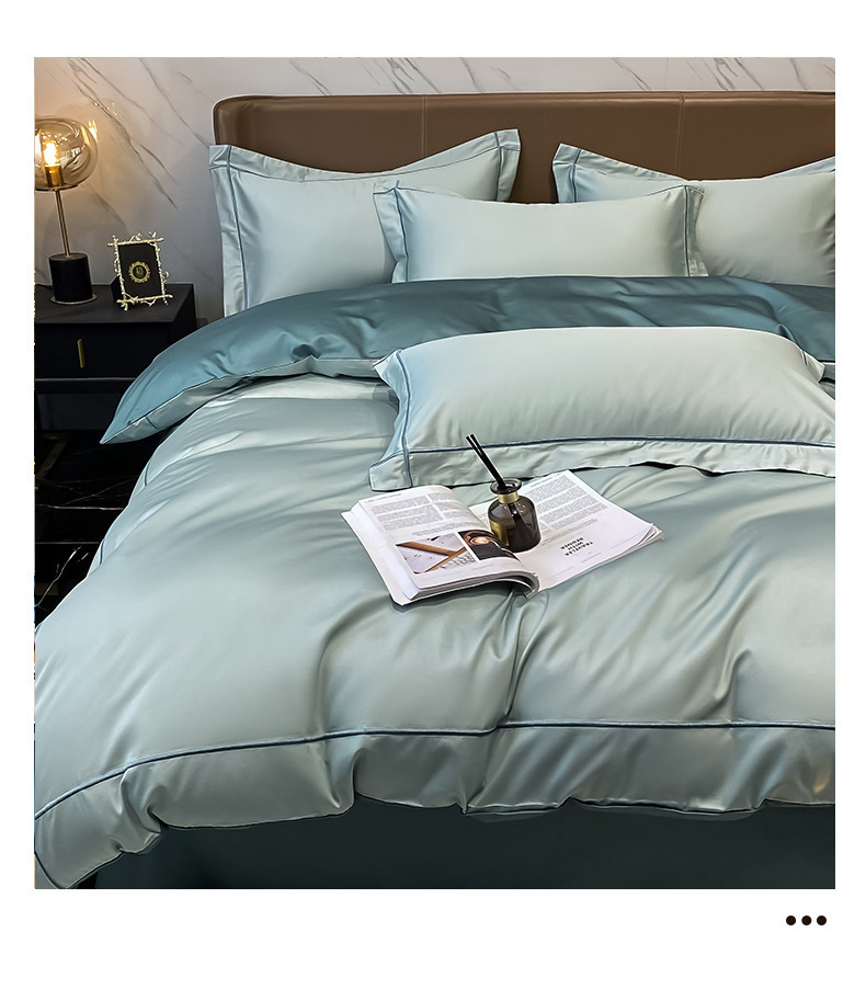 简约素色160支长绒棉四件套全棉纯棉100床单被套欧式床上用品春秋详情12