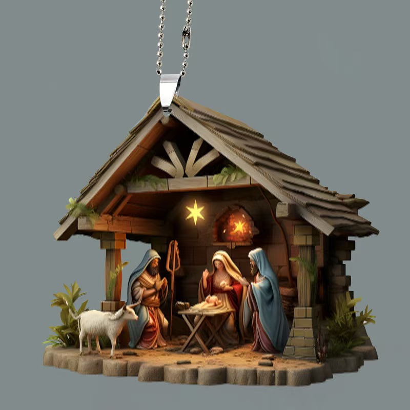 Christmas cross-border best-selling gifts: Acrylic decorative pendants, car interior rearview mirrors, home hanging items, Jesus pic 5
