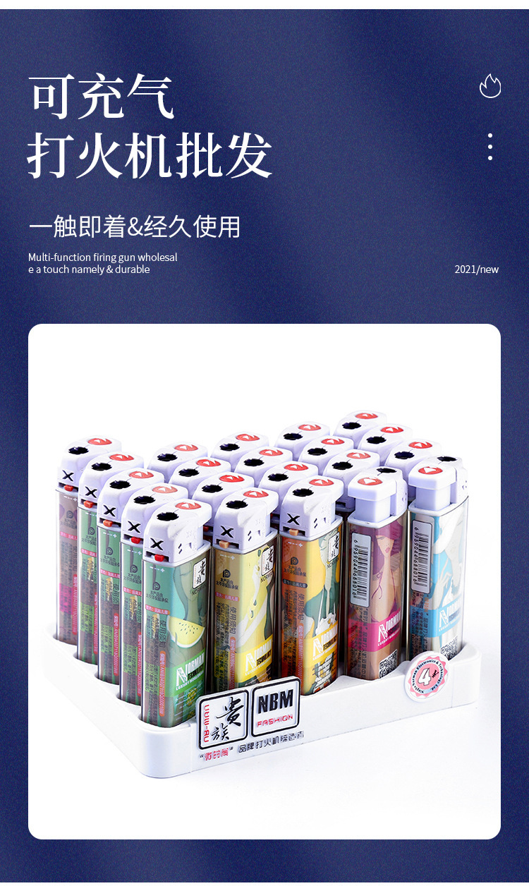 创意卡通个性丁烷打火机 金属外壳防风可充气式点火器厂家直供详情3