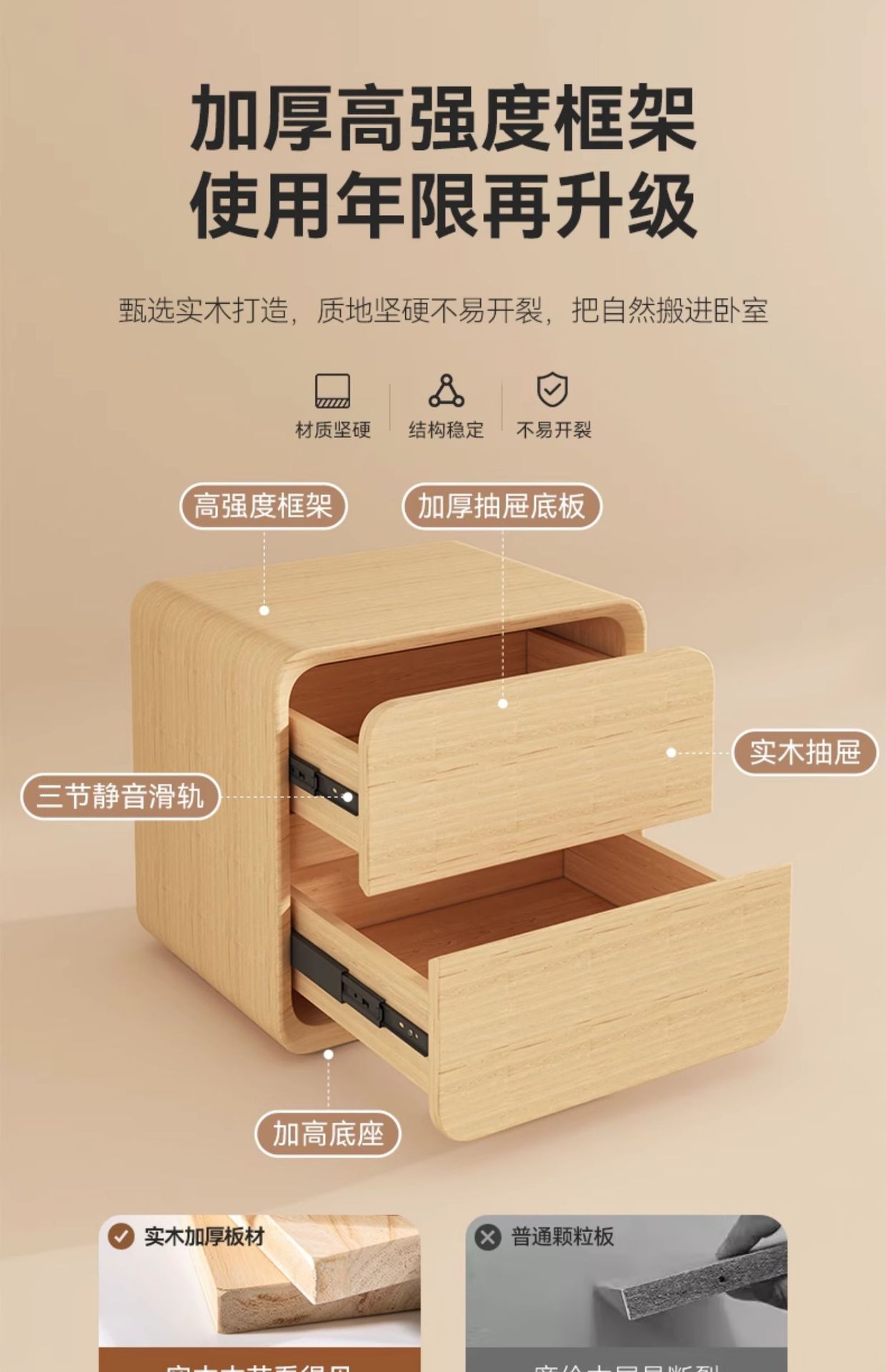 The smart bedside table features a cream-style multi-functional fingerprint cabinet and a simple storage cabinet. The bedside table exudes a light luxury and high-end feel pic 15