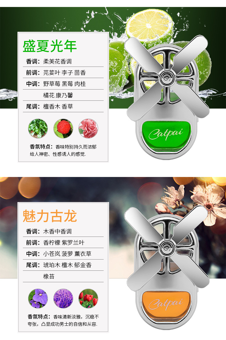 Car perfume, car aromatherapy, air conditioning outlet fan, rotating interior accessories, light-scented creative decorative items pic 14