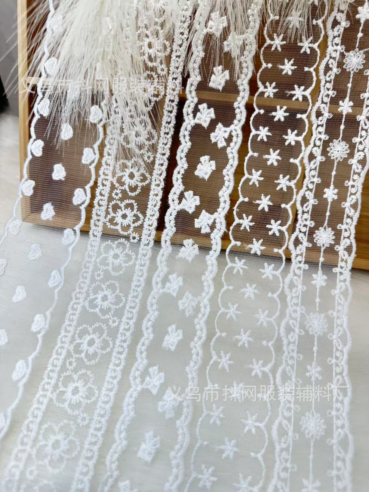 蕾丝白色花边婚纱刺绣织带洛丽塔手工diy发饰头饰蝴蝶结织带批发详情4