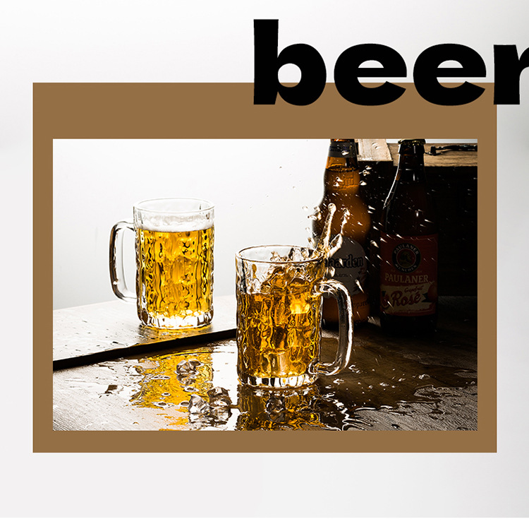 Wholesale glass cups with handles, household cups with handles, large-capacity draft beer cups, commercial beer mugs with handles, and tea cups pic 4