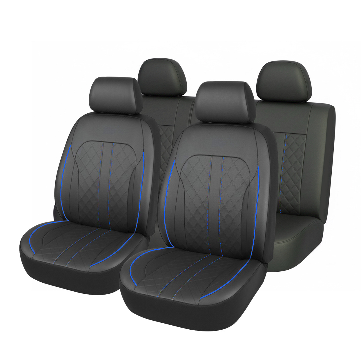 跨境亚马逊汽车座椅套菱格全皮pu欧美俄罗斯通用气囊线座椅套详情9