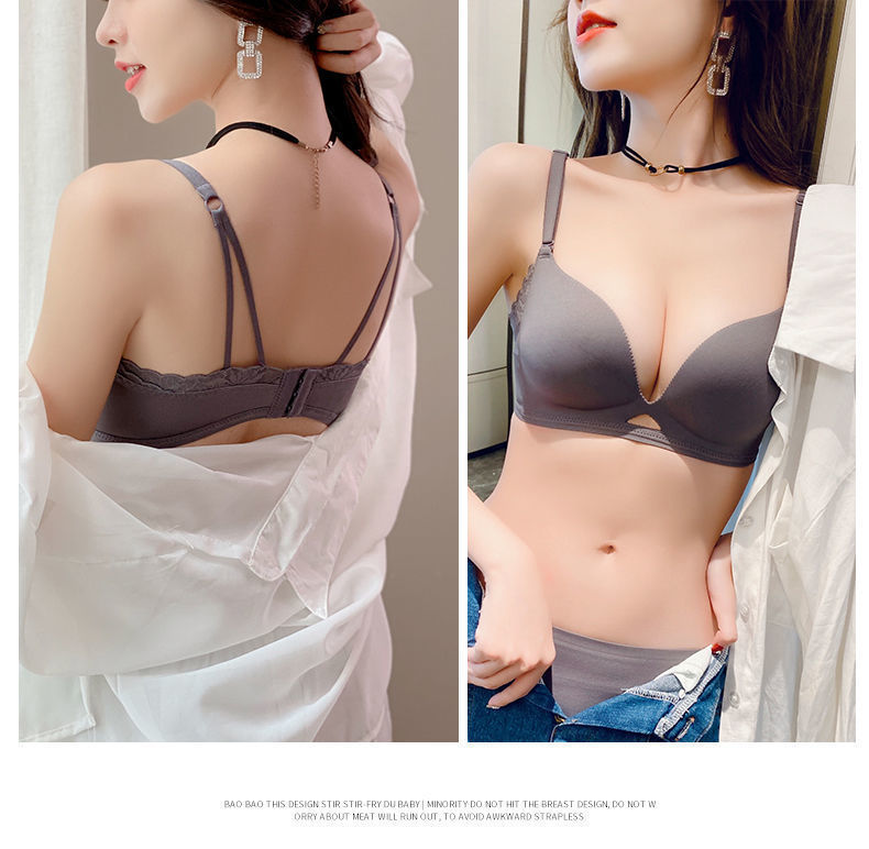 日本镂空轻木棉小胸聚拢显大薄款内衣少女无钢圈无痕调整型文胸罩详情18