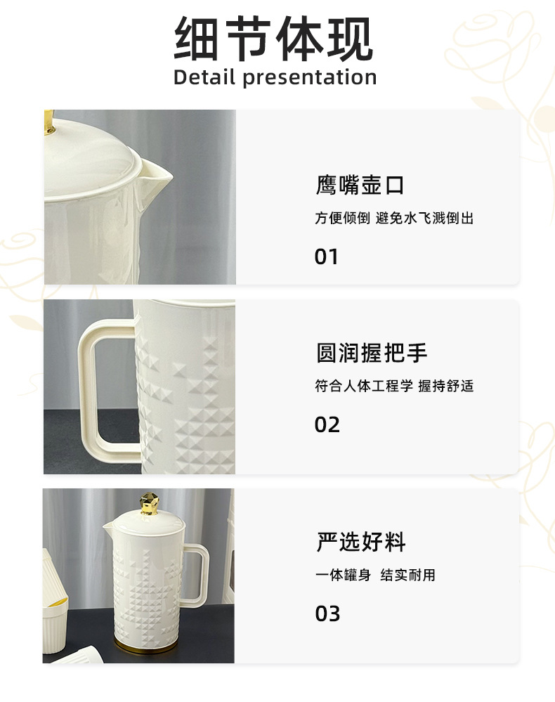 跨境电商白色旅行茶杯套组迷你随身外出格子纹户外便捷套冷水壶详情6