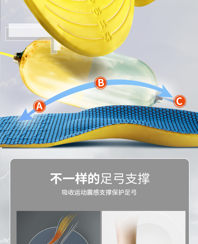 亚马逊运动鞋垫男女高弹减震舒适透气吸汗跑步篮球足弓支撑鞋垫aj详情6