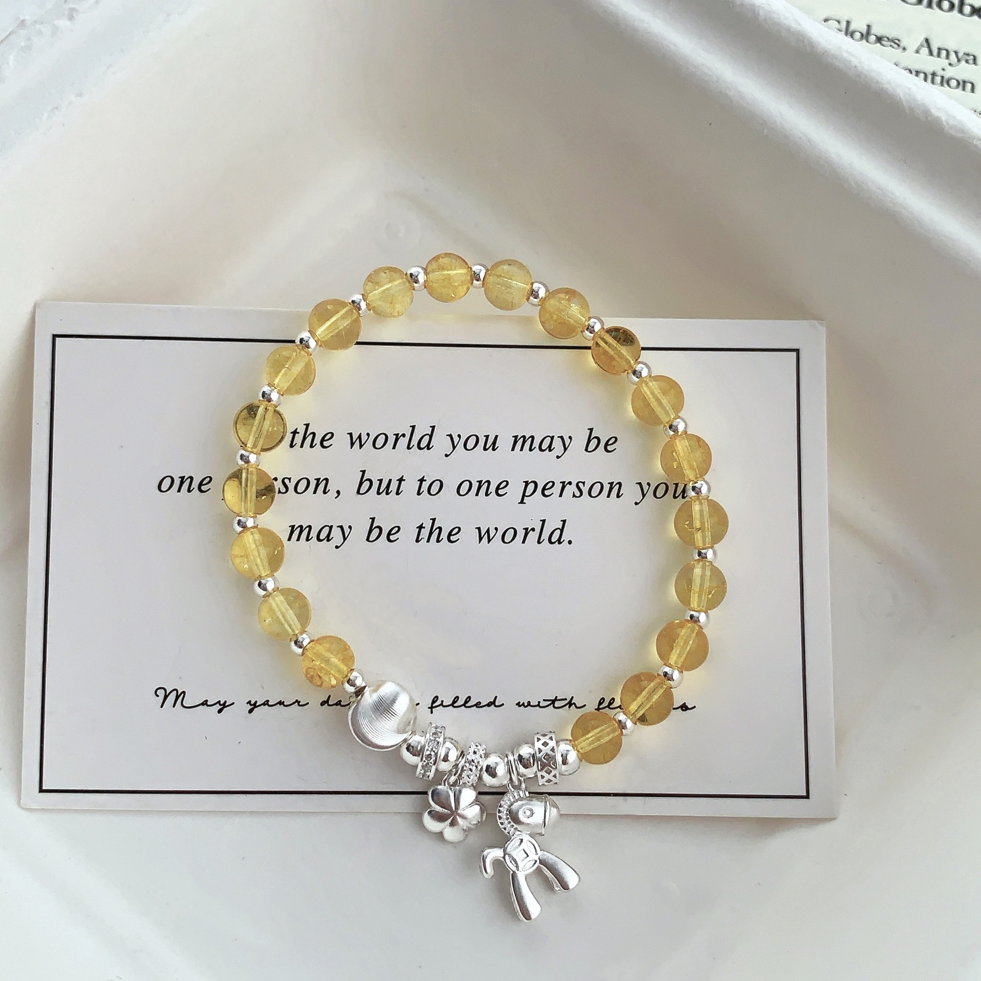 s925 sterling silver 12.2 citrine bracelet, a trendy design with cat-eye round beads, exudes a sense of fashion and sophistication pic 1