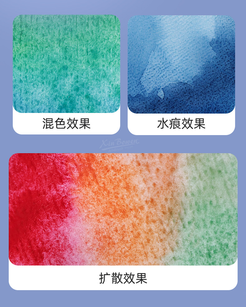 欣博文固体水彩颜料套装 12/24/36色美术儿童DIY绘画水粉饼带画笔详情9