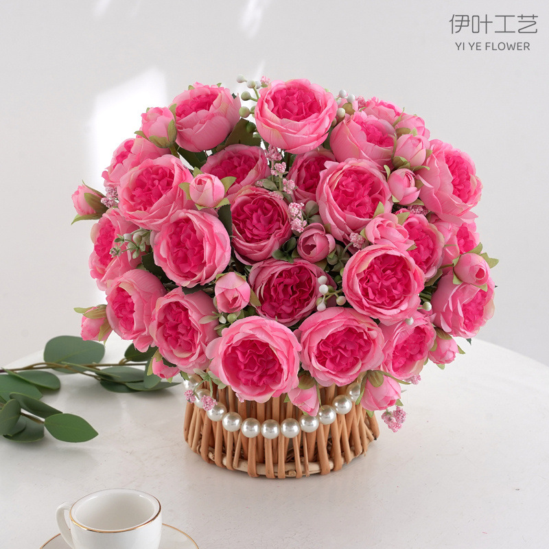 9色 仿真花春色牡丹 芍药玫瑰花家居摆件婚庆手捧花路引桌面装饰详情9