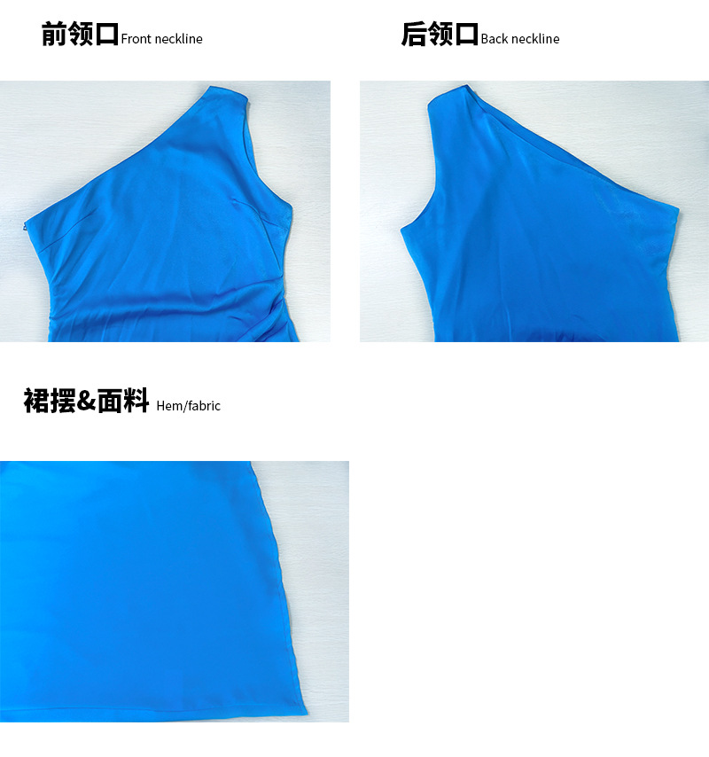 Cross-border Amazon 2024 Spring/Summer, European and American style, slimming, single-shoulder, socialite style, slit, sexy satin dress for women pic 11