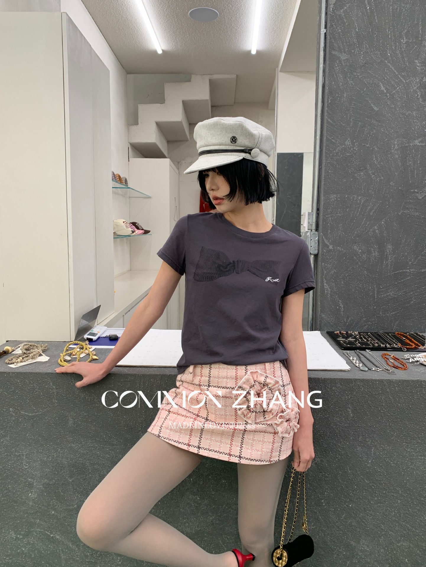 CZ ZHANG Summer Korean Style laid-back Casual Versatile Bow Print Letter Embroidery short-sleeved T-shirt B20639 pic 28