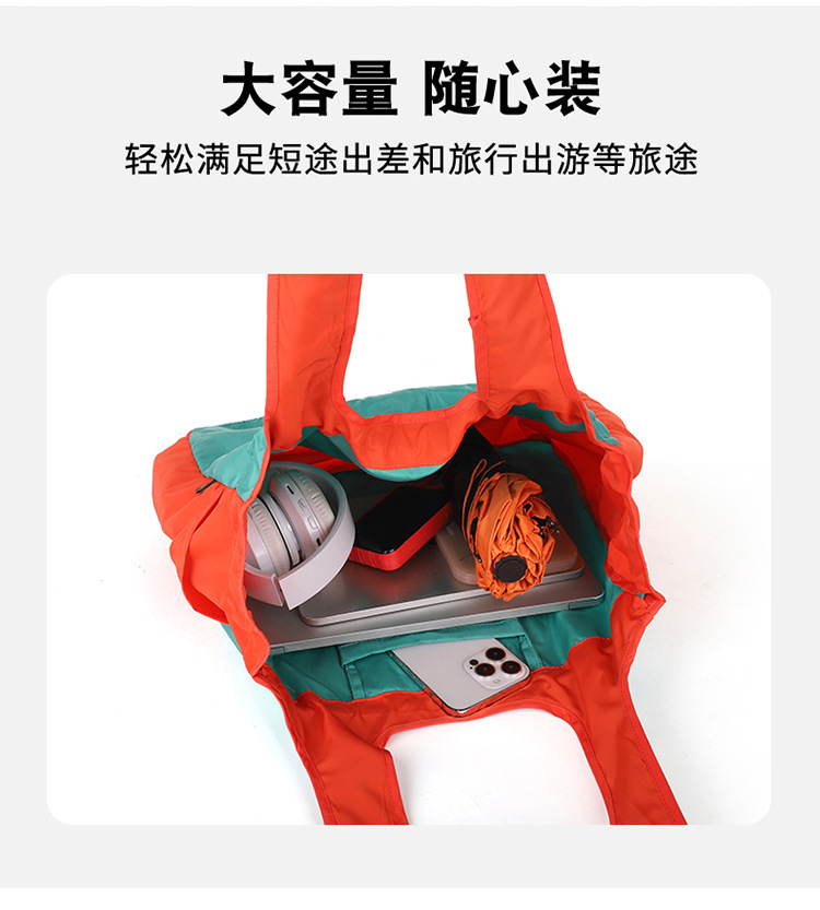 跨境可折叠购物袋双层手提加厚单肩包超市环保收纳袋子网兜买菜包详情6