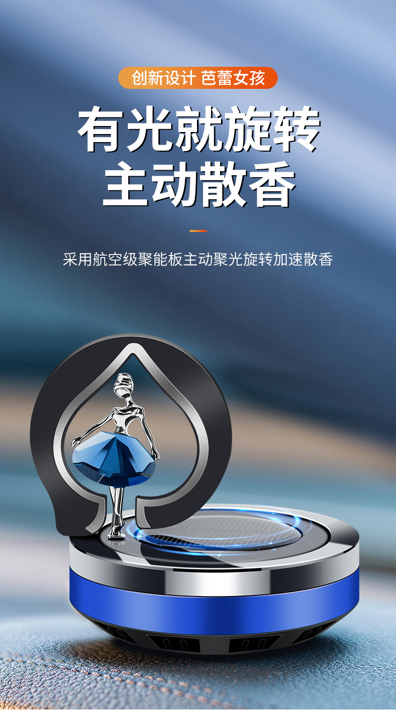 Solar-powered rotating car aroma diffuser, a personalized and creative perfume accessory for cars, can remove odors in the car and provide a long-lasting light fragrance pic 1