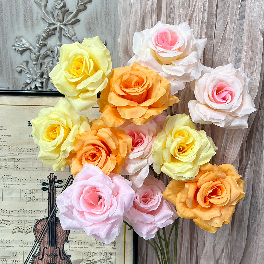 3头钻石玫瑰仿真假花束成品人造绢花婚庆地排用花塑料花婚礼布置详情5