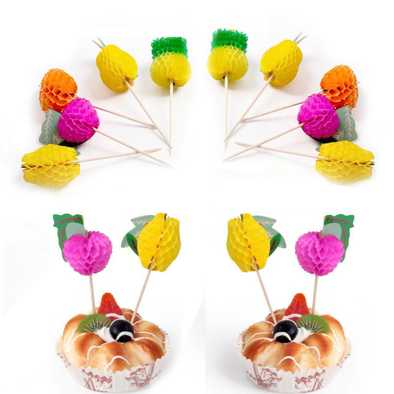 50 flamingo skewers, pineapple skewers, disposable fruit skewers, cold cocktails to decorate a Hawaiian party pic 41