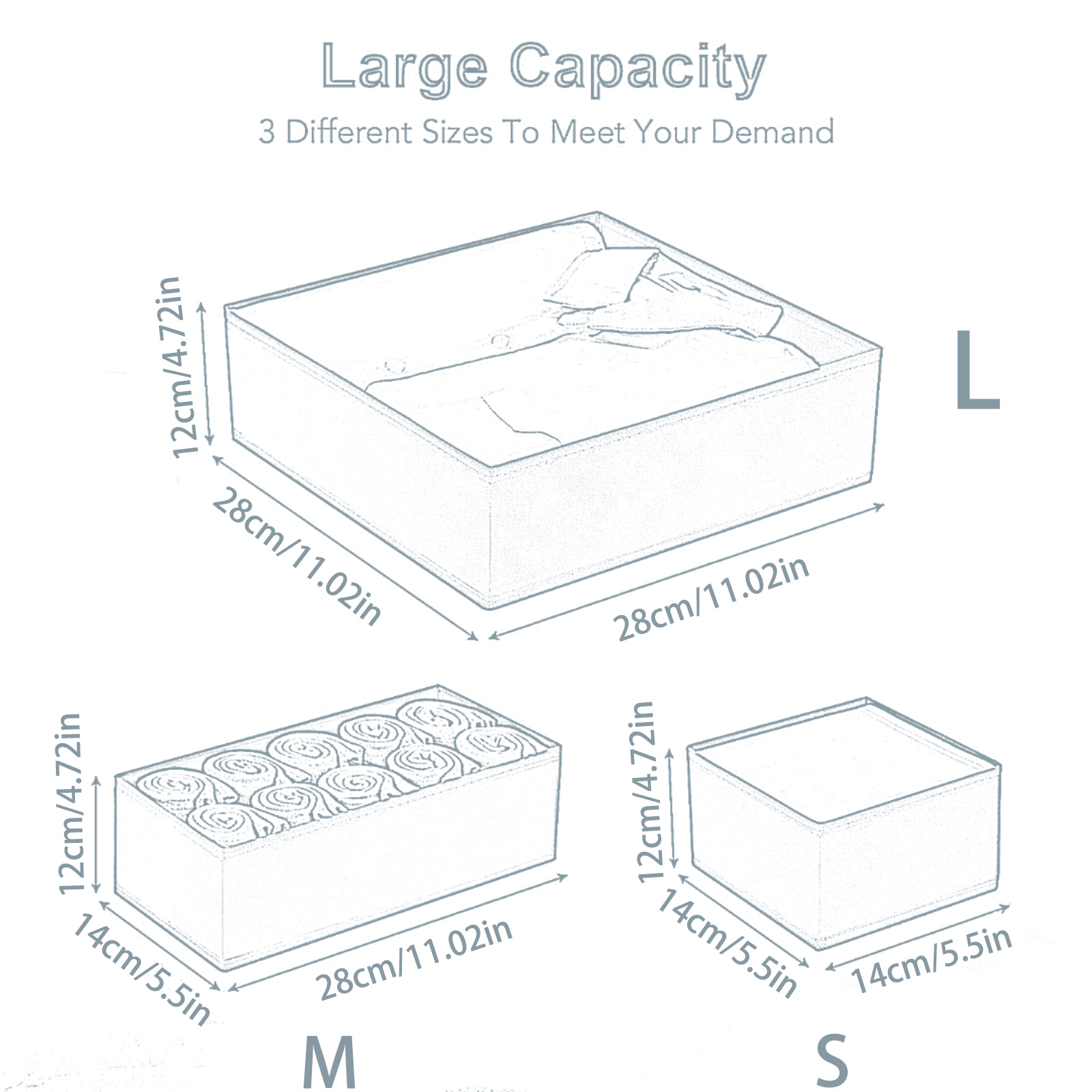 Household daily washable non-woven fabric underwear storage box, foldable storage box, wardrobe drawer storage box pic 1