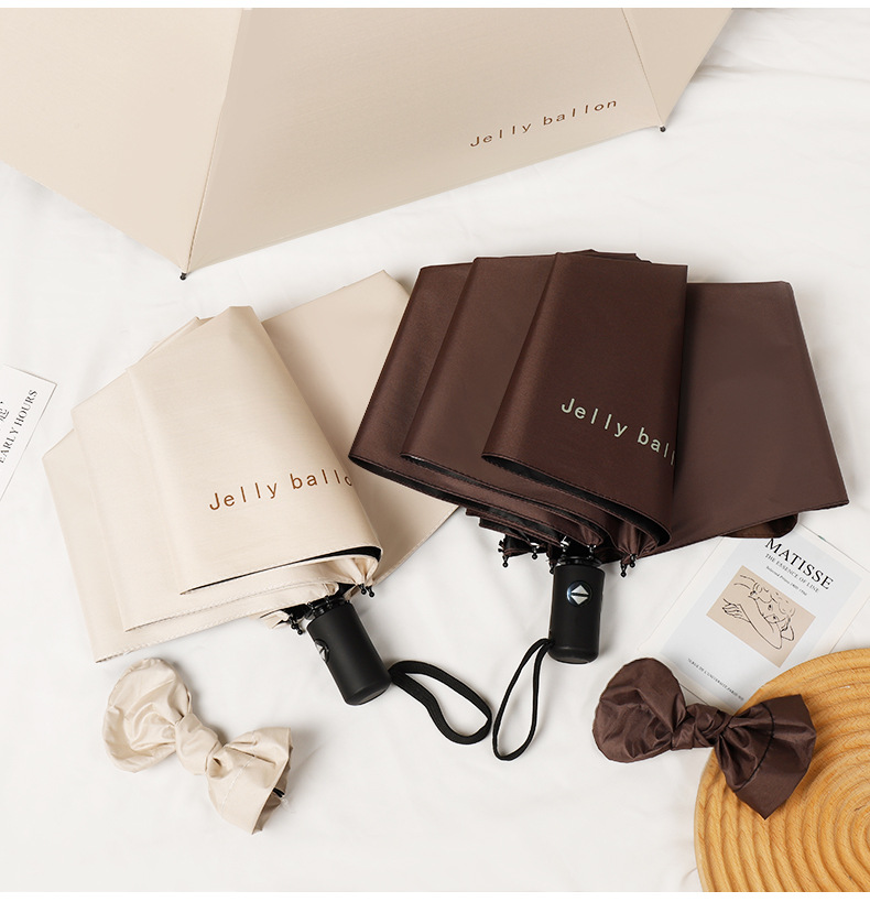 全自动雨伞女晴雨两用加固结实折叠遮阳伞防晒防紫外线黑胶太阳伞详情4