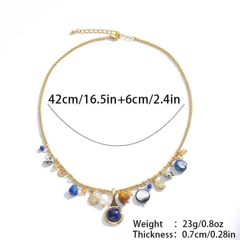Nasha Cross-border Exclusive lapis lazuli Mother-of-Pearl freshwater Pearl Necklace, sweet and cool, spicy girl style, non-fading necklace, perfect for women pic 4