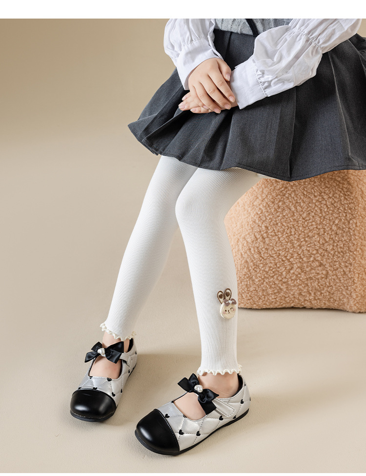 女童打底裤春秋可爱兔韩版修身高弹力竖条纹外穿韩版宝宝长裤大童详情12