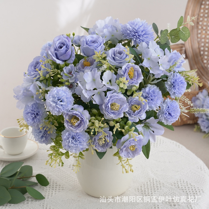 北欧仿真小玫瑰牡丹人造花家居装饰婚庆花墙洋甘菊花束详情10