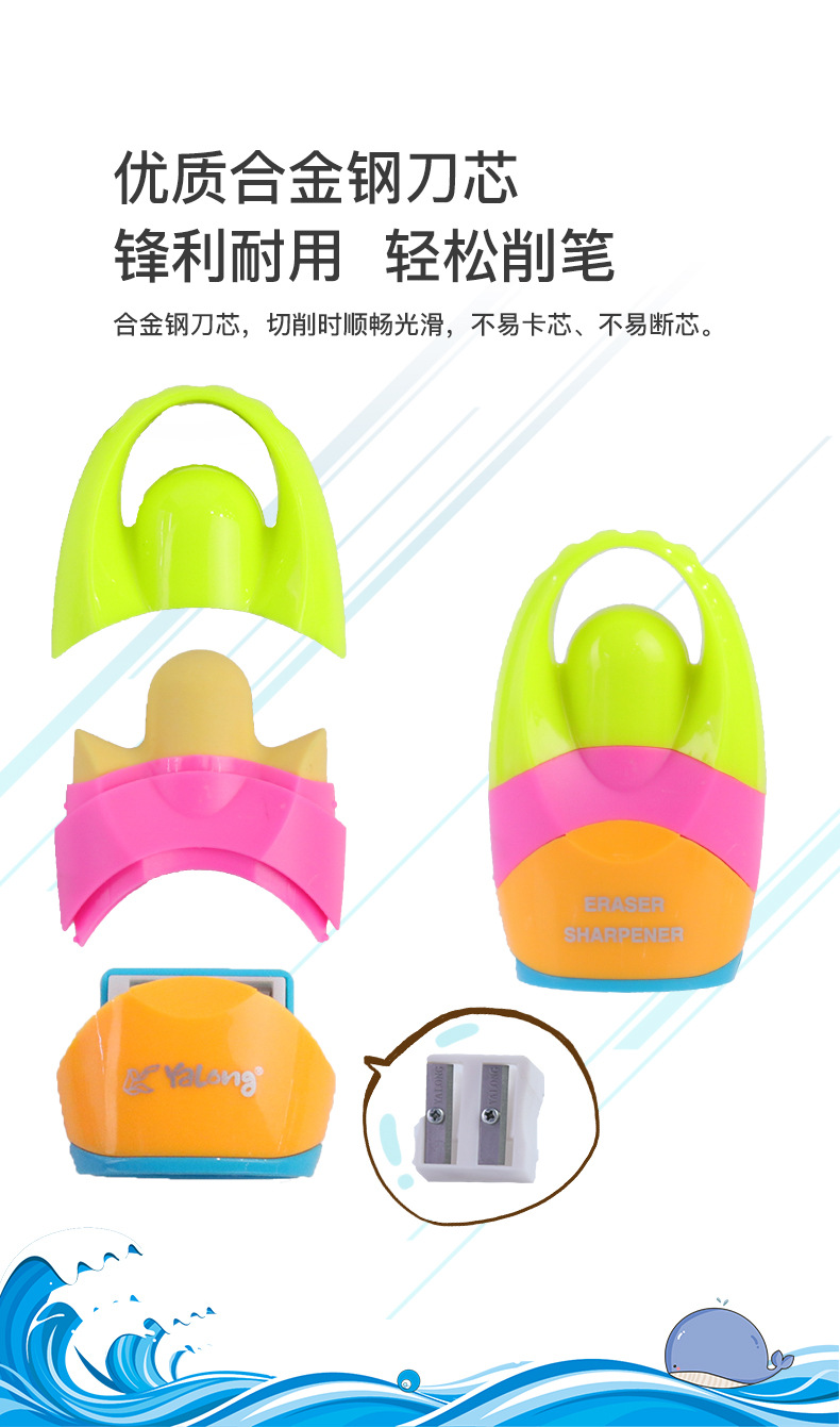 跨境双孔塑料卷笔刀方形削笔刀转笔刀橡皮保护套设计厂家直销批发详情2