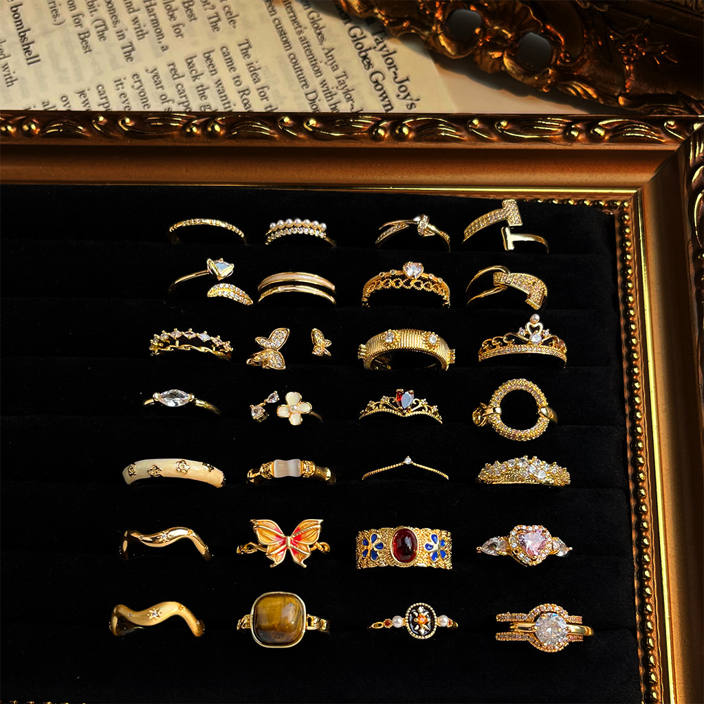 Court Night Banquet ~vintage Mid-style enamel drop glaze ring, retro artistic index finger ring, niche light luxury jewelry pic 32