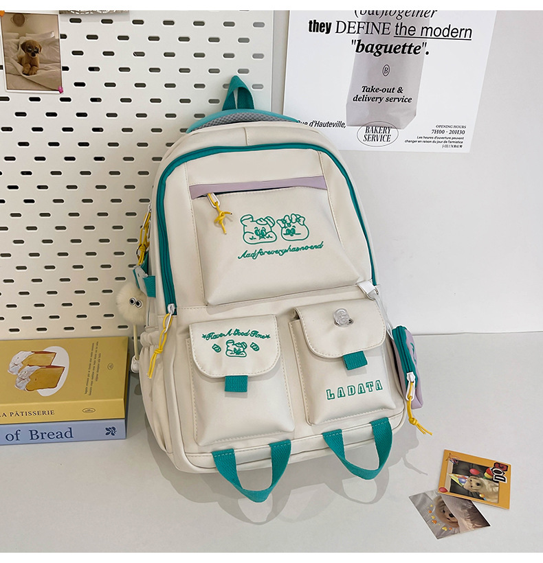 Japanese and Korean casual backpacks, forest-style schoolbags, multi-pocket schoolbags for primary school students, large capacity for cross-border travel for junior and senior high school students pic 43