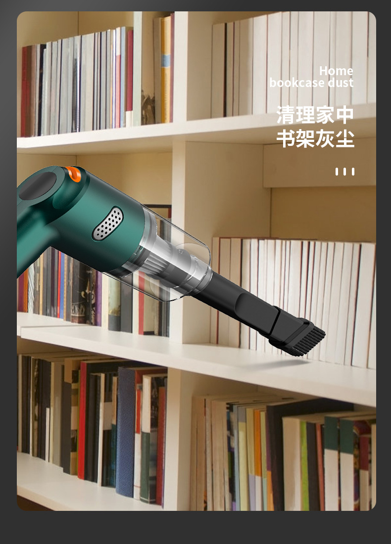Car vacuum cleaner, car wireless charging, car household handheld, small car interior mini, high power suction pic 19