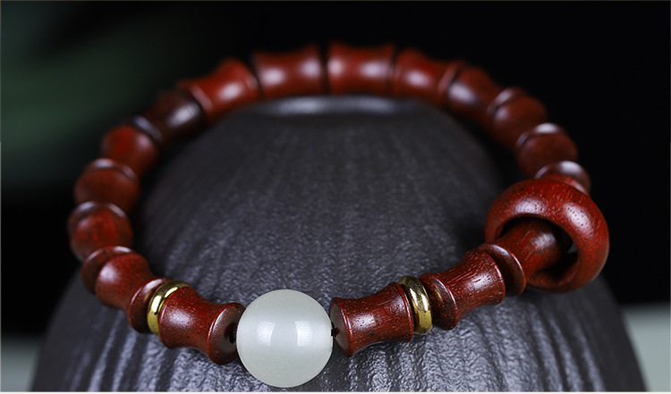 Original green sandalwood bracelet for women, forest style student finger winding soft cultural play Buddhist prayer beads, sandalwood bamboo joint single circle judge bracelet pic 11