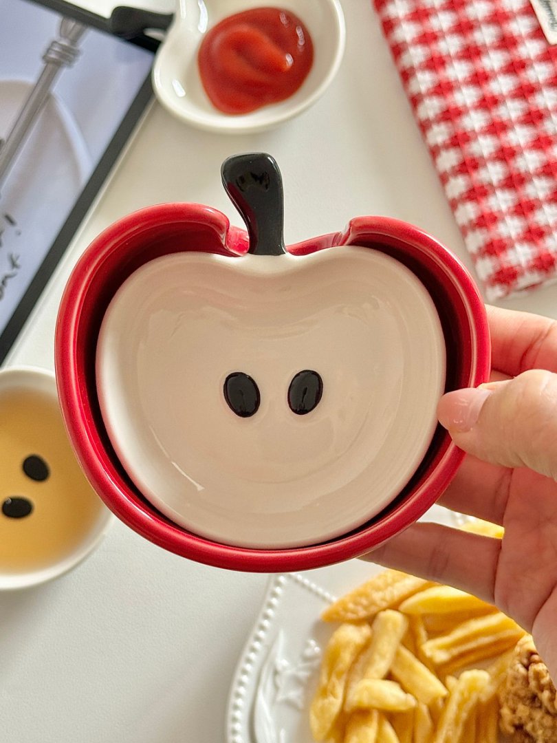 可爱苹果调味碟创意陶瓷卡通火锅蘸料碟高颜值精致厨房醋碟蘸酱碟详情7
