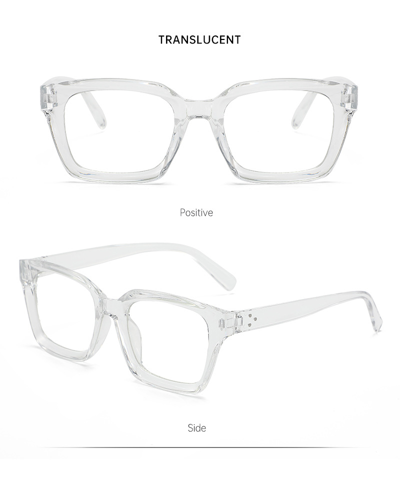 Anti-blue light square frame flat light glasses for women, contrasting color rice studs, simple and slender appearance, high level of spectacle frame, European and American trendy spectacle frame pic 14